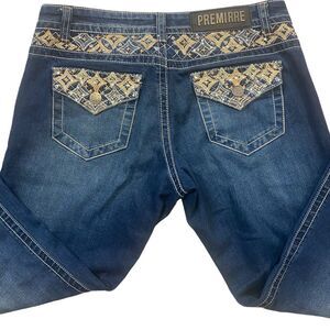 Rue 21 Bootcut Jeans Mid Rise Juniors Size 7/8 Embellished Back Pockets Hemmed